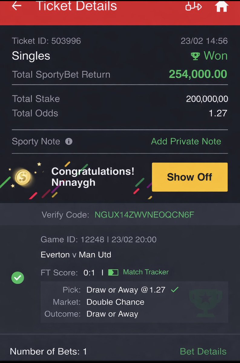 Last night I decided to risk 200k on Manchester united and it boomed.

Feeling generous this morning.

Will be giving away 3k to 10 people.

You must be following.

Like and repost.

Drop the screenshot in the comment.

Will select the benefactors in the next 12 hours.