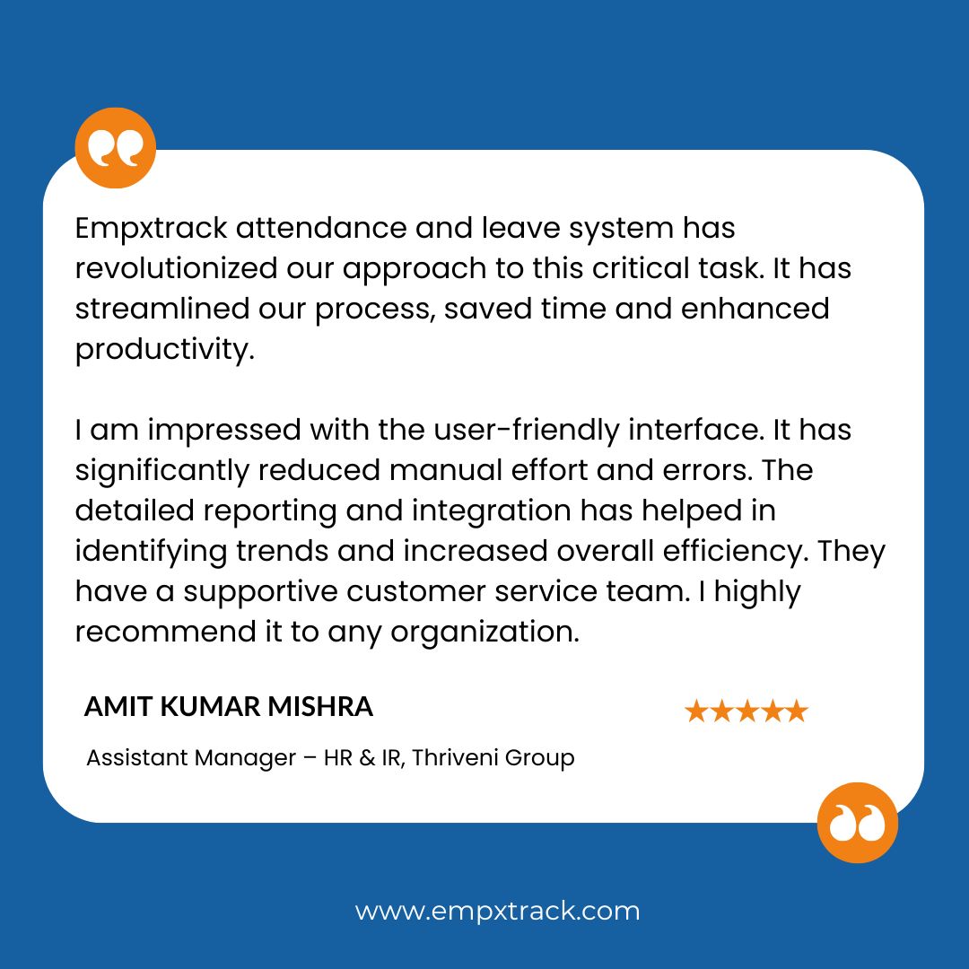 empxtrack's tweet photo. Another success story. Thriveni Earthmovers transformed workforce management with Empxtrack, achieving smoother operations, real-time visibility, and greater efficiency.

🔗 https://t.co/NR25MVyS3r

#HRTech #WorkforceManagement #SaaS #SuccessStory #CustomerSuccess #HR #Empxtrack https://t.co/5apgoSZ5zD