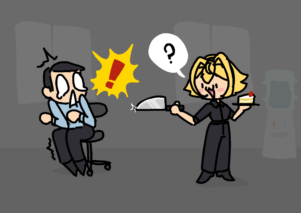 I thought I was just offering my manager a slice of cake today 🍰

He jumped very scared and shocked and I was confused until I realised I was gesturing with the big ass knife I used to cut the cake 😱

Sorry manager, my bad 😅