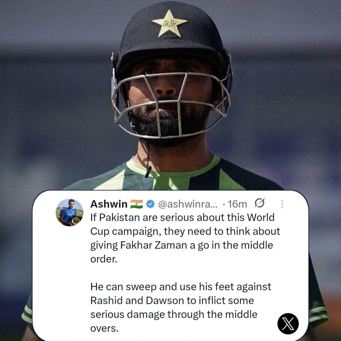 Ashwin suggests Fakhar in the middle order. Do you agree with him? 👀
#PAKvsENG #T20WorldCup