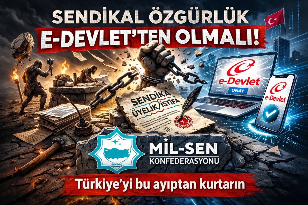 TÜRKİYE’Yİ BU AYIPTAN KURTARIN!

Yıl 2026…
Devlet işlemlerinin neredeyse tamamı e-Devlet üzerinden yapılabiliyor.

Ancak memurların sendikalara üyelik ve istifa işlemleri hâlâ taş devri uygulamalarını andıran yöntemlerle yürütülüyor.

Bu durum; bürokratik külfet üretmekte,