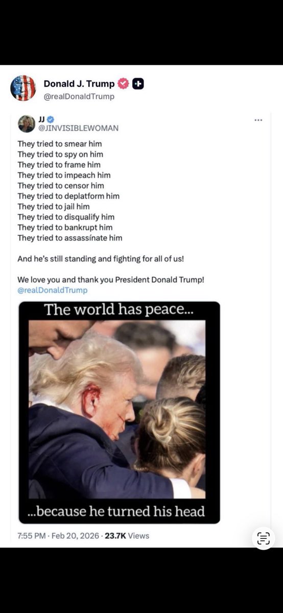 When I wrote this post, I believe I was inspired by the Holy Spirit. I told some of my close friends here, “I’d love for President Donald Trump to see my post.” Well, guess what? He sees me!!

Thank you Mr. President!

My heart is overflowing!! <a href="/realDonaldTrump/">Donald J. Trump</a>