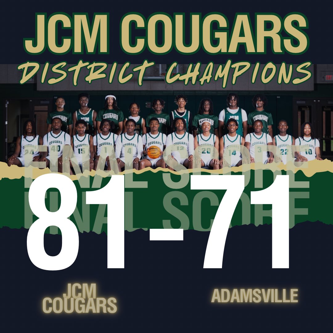 JCMCougars's tweet photo. JCM Cougars are District Champions! We are so proud of these guys. #ShouldaBeenACougar #StopPlayingWithUs @RamonicaD @ap_baker1 @JCM_ECH @JmcssA @JMCSchools https://t.co/io5BmKAmn9
