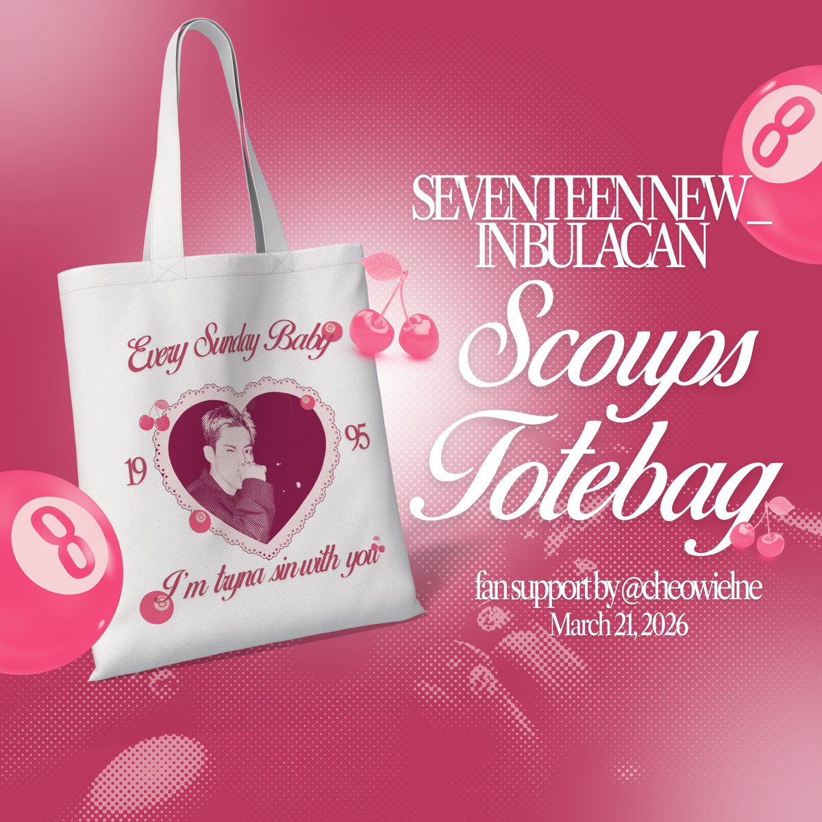 ᴘʀᴇᴛᴛʏ &amp; ᴀ ʟɪᴛᴛʟᴇ ꜰʟɪʀᴛʏ – ꜱ.ᴄᴏᴜᴘs ᴛᴏᴛᴇ ʙᴀɢs 💋🎱
freebies for seventeen new_ in bulacan

— limited quantity 1:1
— like &amp; rt
📍exact loc: tba 

See you on march 21, 2026! 

#NEW_BULACAN
#SEVENTEEN_NEW_IN_BULACAN