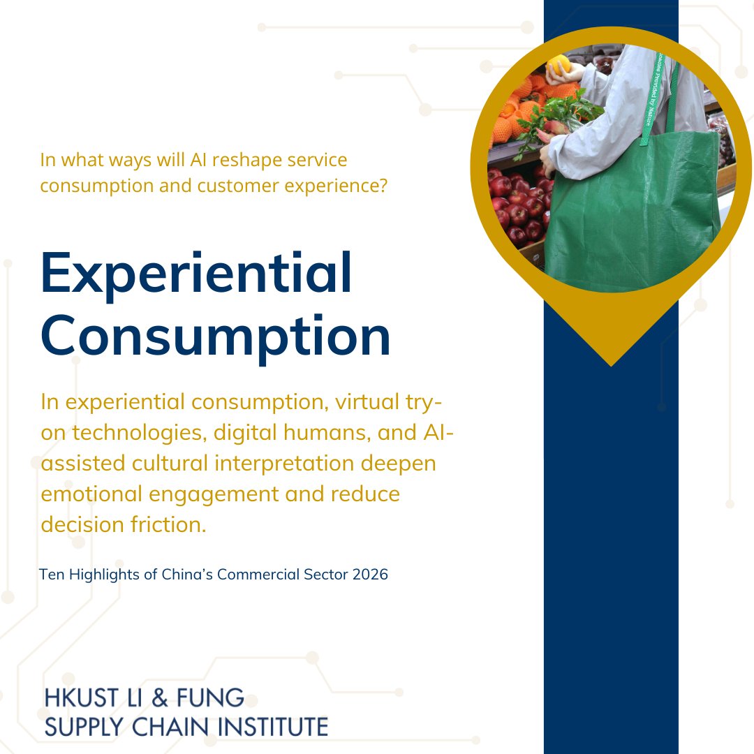 Experts emphasize that AI will become foundational to the next stage of China’s service sector development. In what ways will AI reshape service consumption and customer experience? 👇More at: ustlfsci.hkust.edu.hk/reports/ten-hi…