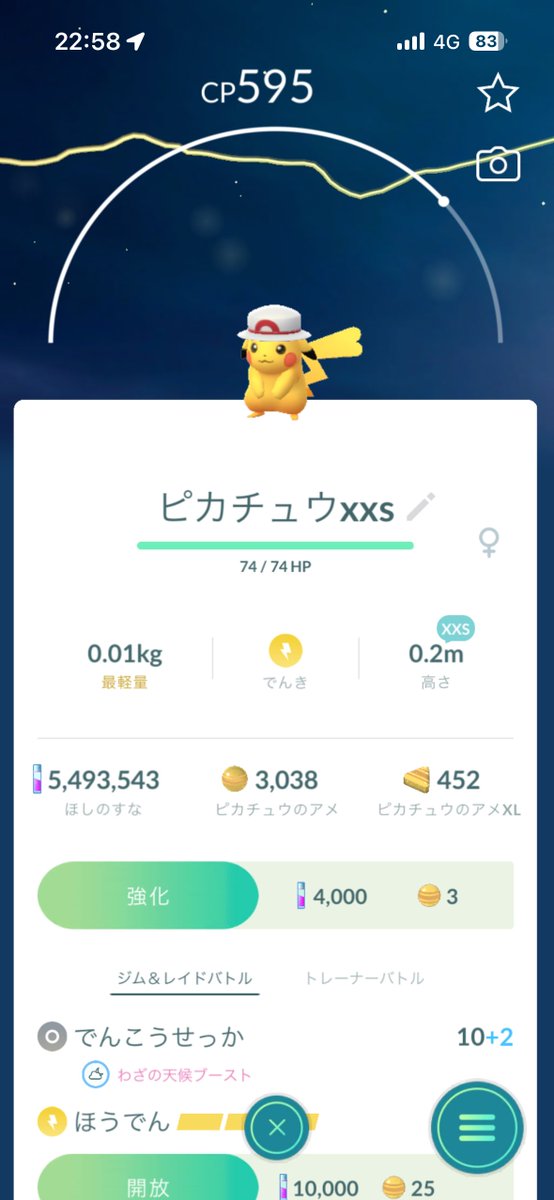 20cm,10gのピカチュウちゃん。 10グラムて。 お水大さじ1杯より少ない