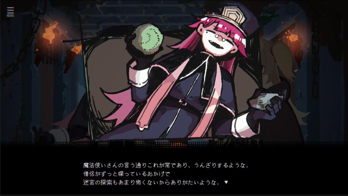 denfaminicogame's tweet photo. "1人だけしか救えない"RPG『勇者パーティはぜんめつしました。』の絶望すぎる状況で、メロすぎる僧侶に狂いそう（本当に狂いそう）
https://t.co/haDlDqUHFW

勇者、魔法使い、戦士、僧侶の4人の中でこいつだけ明らか��狂ってるけどメロすぎる！
まずいよ！好きになっちゃうよ！ヤバいやつなのに！ https://t.co/cuThZz8RzA