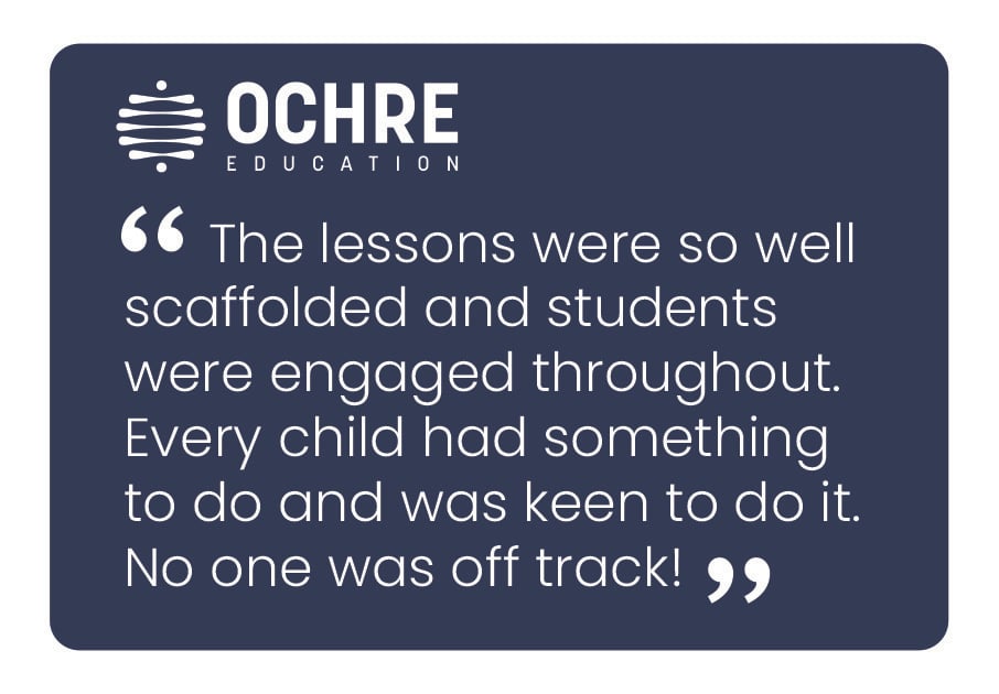 “Every child had something to do and was keen to do it. No one was off track!” – we love hearing this from Ochre users. 🙌 How are Ochre’s scaffolded, curriculum-aligned lessons changing learning in your classrooms? Share your experience with us. ap1.hubs.ly/y0D7km0
