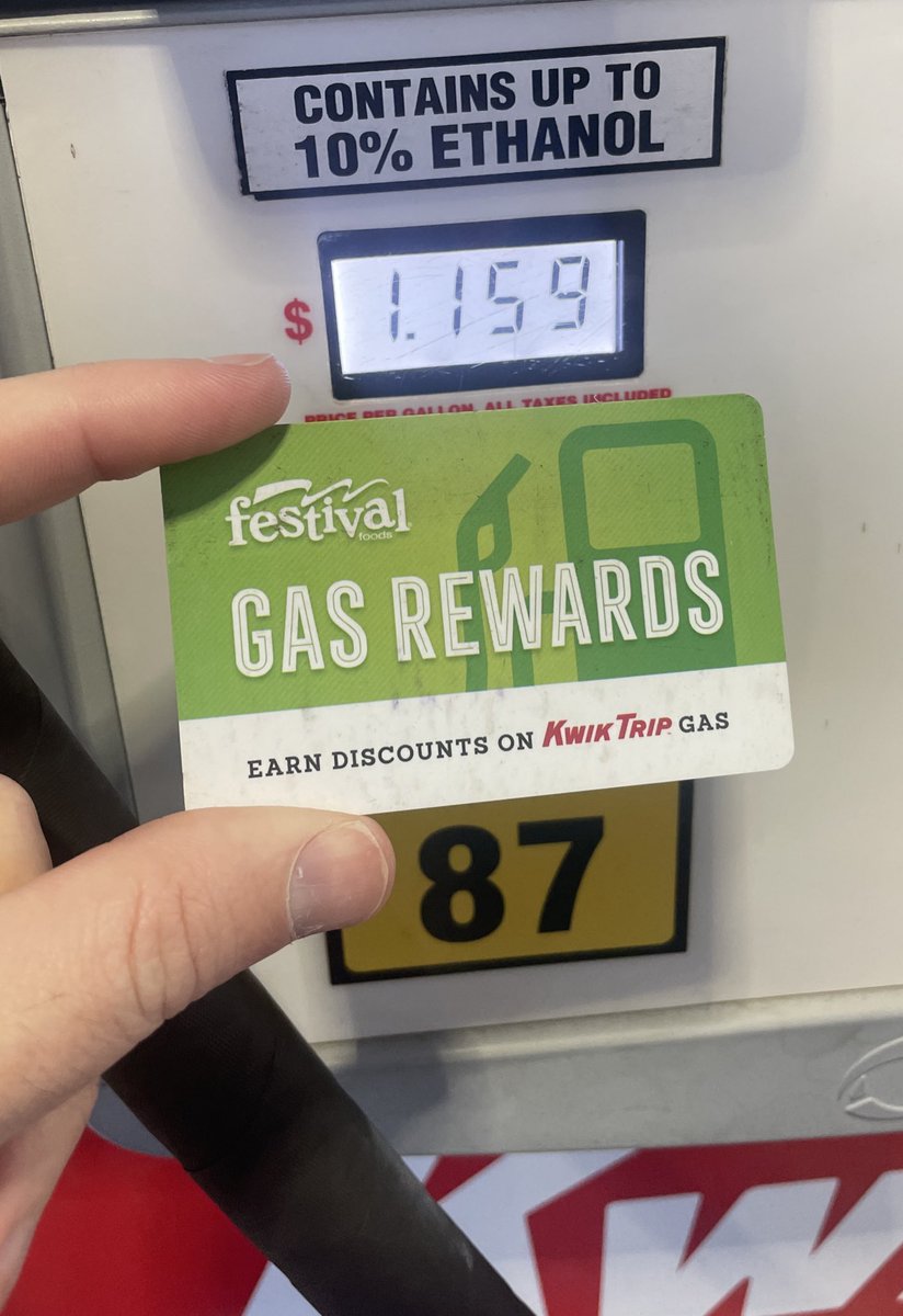 Question for you.
How much does your gas cost?

<a href="/festfoods/">Festival Foods</a> 🤝 @kwiktrip