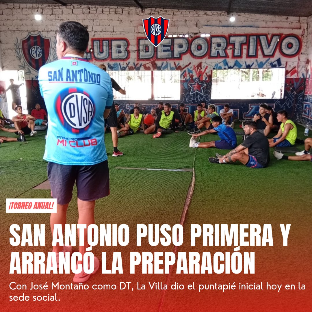 ⚽️❤️💙 LA VILLA EMPEZÓ A MOVERSE

En vistas al Torneo Anual, #SanAntonio bajo el mano de José Montaño como DT inició los trabajos en la sede social, donde se presentaron los jugadores de la cantera y muchos que iniciaron su prueba ante la mirada del CT ¡VAMOS LA VILLA! 🔴🔵