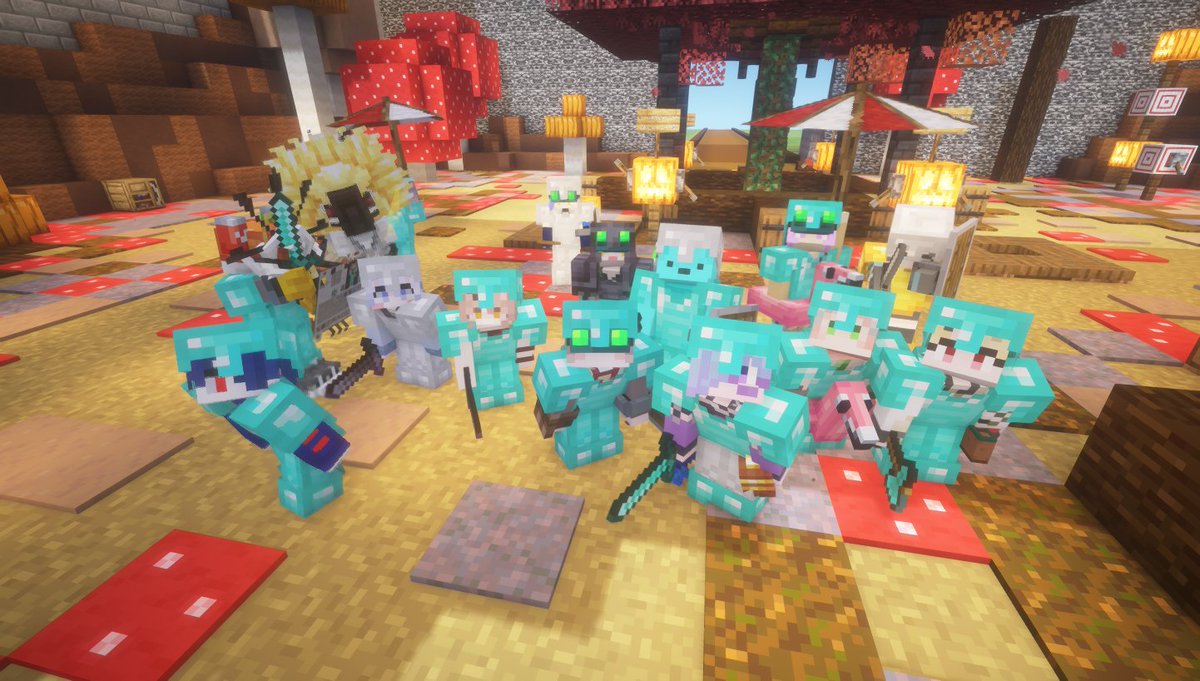 A0B0SH1's tweet photo. マネスタさん主催ストリーマーサーバー企画『#VirSTserverMinecraft』へ
2月13日(金)～2月22日(日)までの約1週間､参加させていただきました🥳
冒険者ギルドのメンバーとして防衛戦に参加したり､マンションを建てたり､
チームの皆で冒険に行ったり､すごく楽しい時間をありがとうございました🎉 https://t.co/cVZASMbvzj