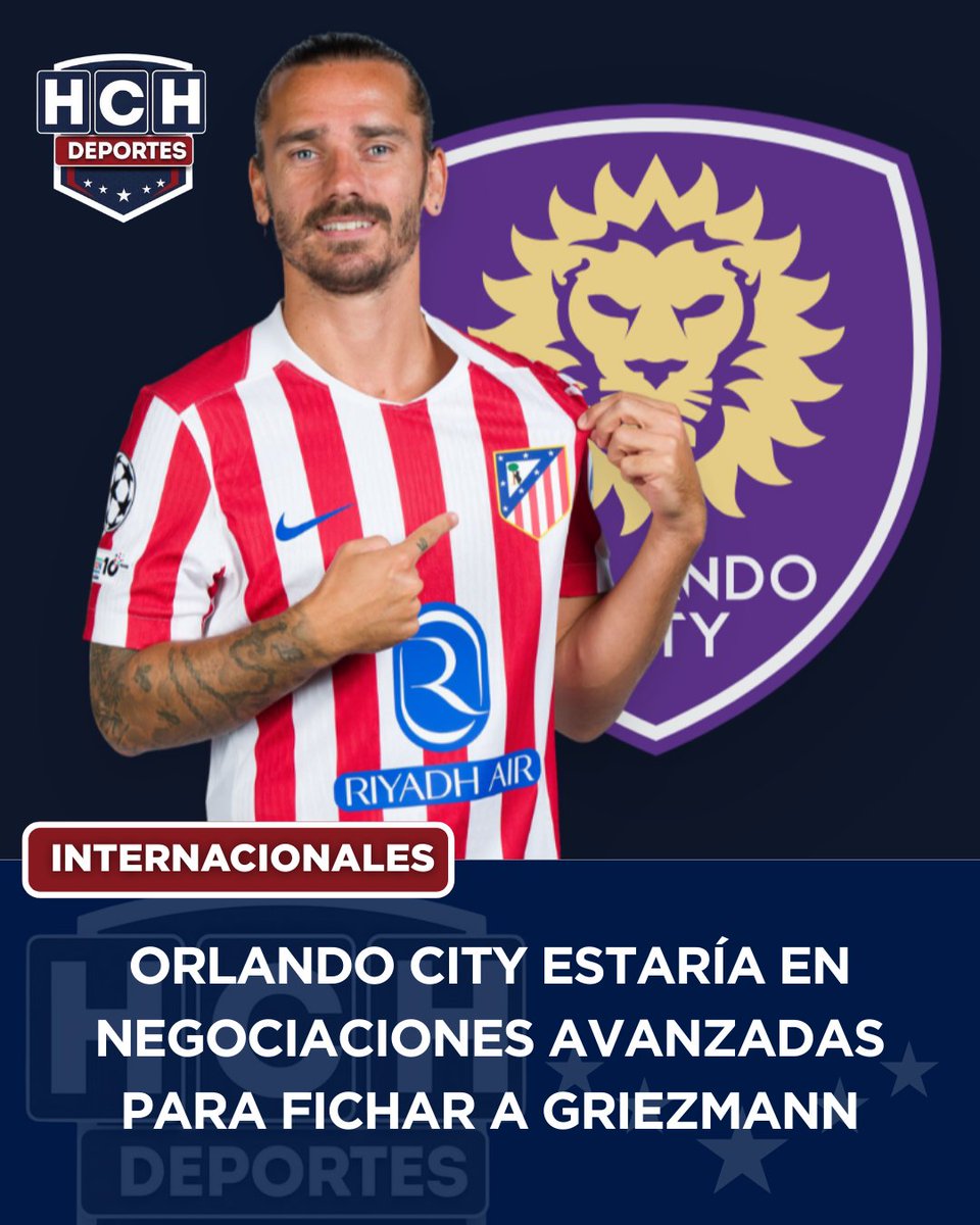 #HCHDeportes | ¡APUNTA A CONCACAF! Orlando City está en conversaciones avanzadas para la llegada del delantero francés Antoine Griezmann procedente del Atlético Madrid, y el club de la MLS quiere fichar al delantero para un puesto de Jugador Designado vacante.
FP