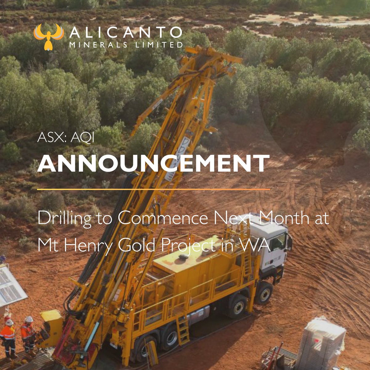 Alicanto Minerals Limited (ASX: AQI) is pleased to announce that it is preparing to start its first drilling campaign at its recently acquired Mt Henry Gold Project in WA’s Eastern Goldfields. 

Read the full announcement here: wcsecure.weblink.com.au/clients/alican…