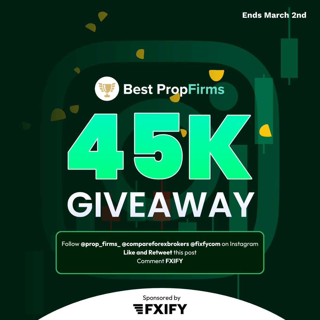 Join our 45k Giveaway w/ <a href="/fxifycom/">FXIFY</a> 🎉

To Enter👇
1️⃣Join on Instagram👉instagram.com/p/DVIAQ7RkkGB/…
2️⃣Follow us and <a href="/compare_forex/">CompareForexBrokers</a> <a href="/fxifycom/">FXIFY</a> 
3️⃣Like and Repost
4️⃣Comment 'FXIFY'

🎁 3 x 15k FXIFY Challenge Account

📅 Ends: 2nd of March at 8am (ET)
🏆 Winners chosen at random &amp;