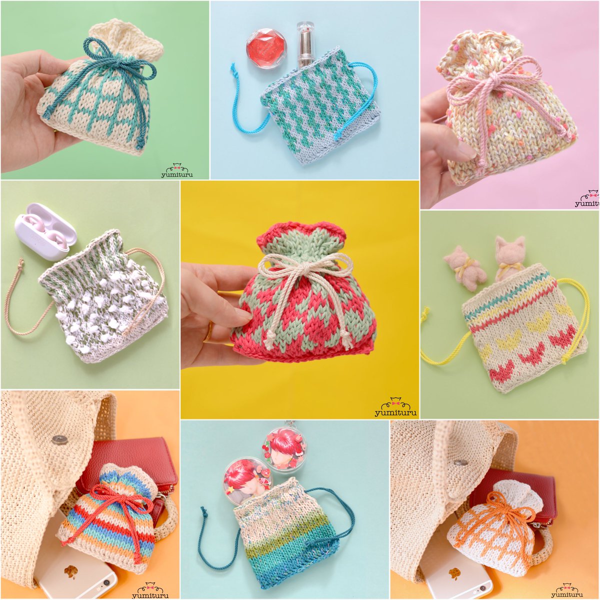 ころころプチサイズ #365DIYtheme yumituru の小さいニット巾着