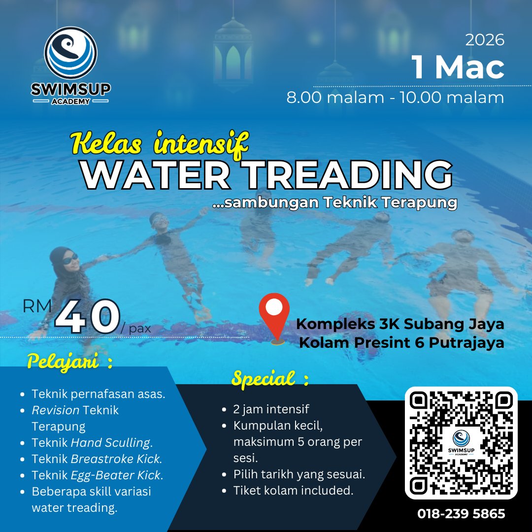 SwimsupAcademy's tweet photo. Jumpa Ahad ni di kelas Water Treading!

Apa tu water treading? Pernah nampak x orang borak kat tengah laut sambil terapung rilek je seolah-olah macam tengah berdiri padahal laut tu dalam.

Yes itu la skill water treading!

JOM try
https://t.co/kZadQmeDAx

0182395865 for discount! https://t.co/gyjsjW9OSv