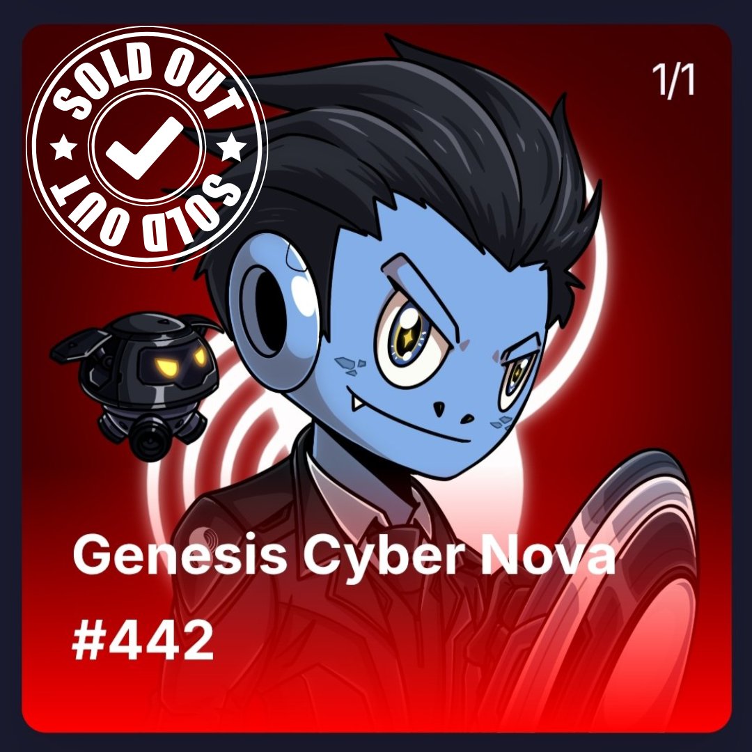 ⚠️ <a href="/JamesBondsama/">James Bondsama</a> of the NOVA Tier has completed his mint. 👽

Only 1 Nova remains in the Genesis orbit. 🛸
Alignment is near completion. 🪐

Beep Beep 🖖
#CyberNova #Supra #Crystara #Web3 #NFT $Supra
<a href="/CrystaraMarkets/">Crystara</a> <a href="/SUPRA_Labs/">Supra</a> <a href="/FM_on_Supra/">Futura Meridian on Supra</a>