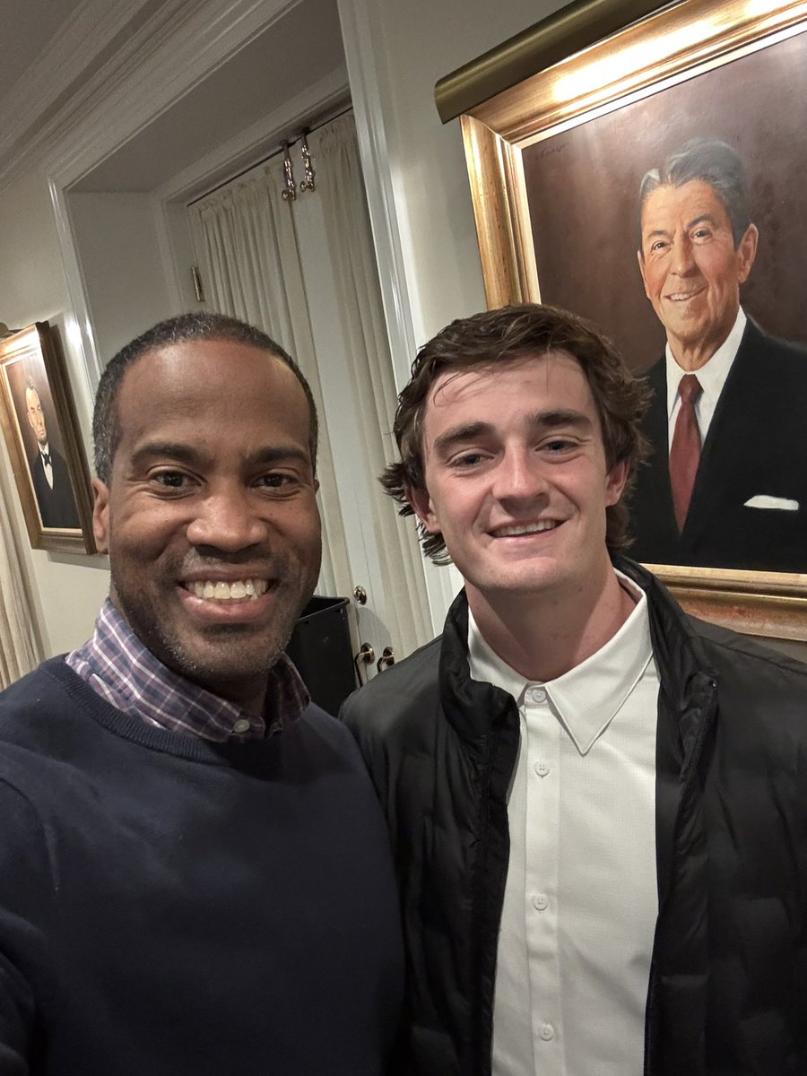 JohnJamesMI's tweet photo. Was having a delightful supper with my buddy @timburchett when @nickshirleyy, who exposed Minnesota and Tim Walz’s massive fraud schemes, came over to the table.

Invited them both to Michigan to find out what @GovWhitmer &amp; @JocelynBenson have been up to with our tax dollars… https://t.co/rGwhLtMz8Q