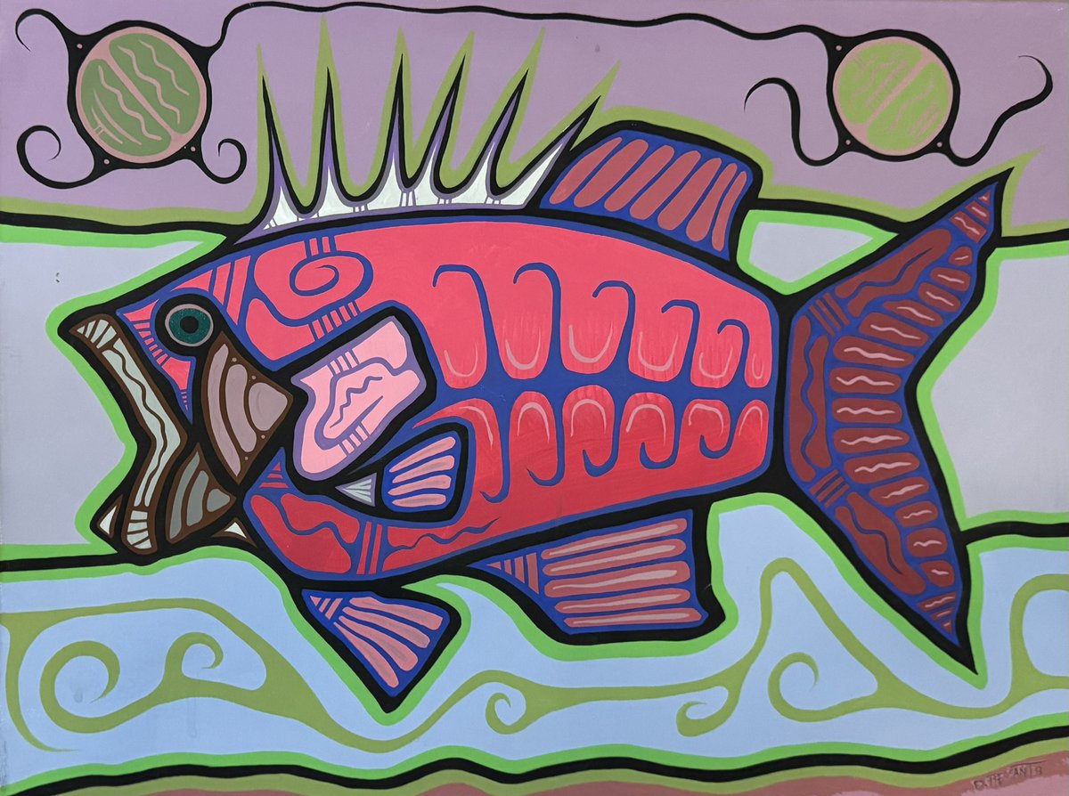 In Ojibwe our word for fish is giigoonh. Art by <a href="/Duncanpheasant/">Duncan Pheasant</a>