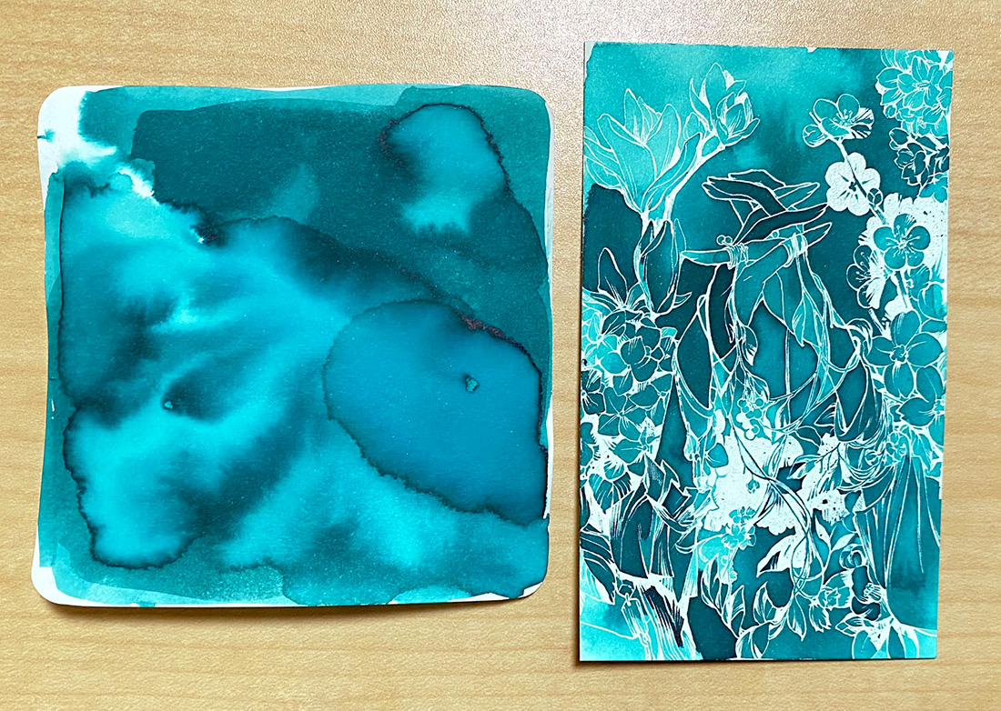 #今日のインクカード 
#インク沼 
💧California Teal Blue (KobeINK物語)