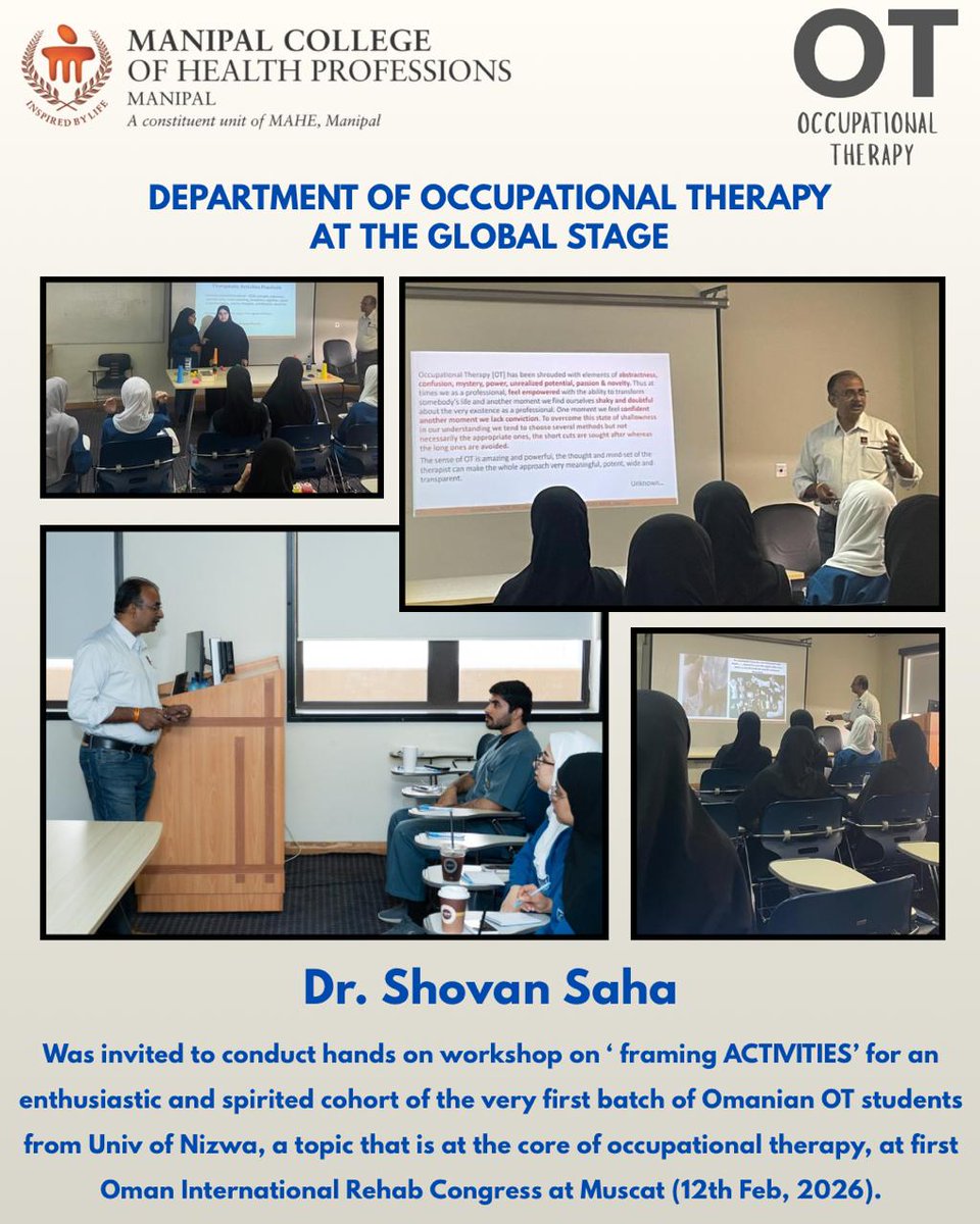 OT_MCHP_MAHE's tweet photo. International workshop #Resourceperson @OT_ShovanSaha
@OT_MCHP_MAHE @MCHP_MAHE @MAHE_Manipal https://t.co/B9qJ2rpnD4