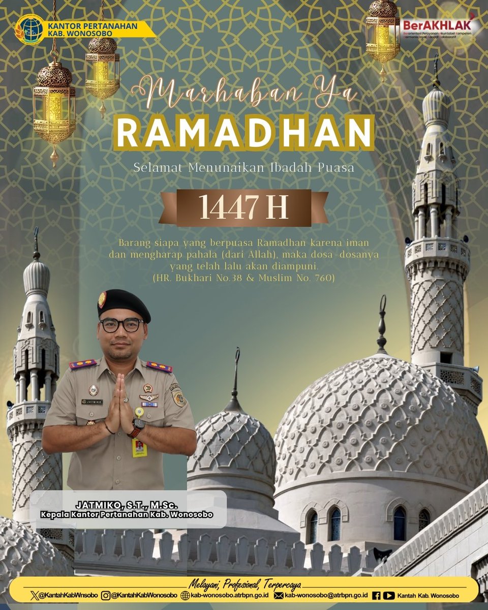 meenad_eth's tweet photo. Kepala Kantor Pertanahan Kabupaten Wonosobo beserta seluruh jajarannya mengucapkan Selamat Menunaikan ibadah puasa Ramadhan 1447 H. https://t.co/ukjK9VU3pk