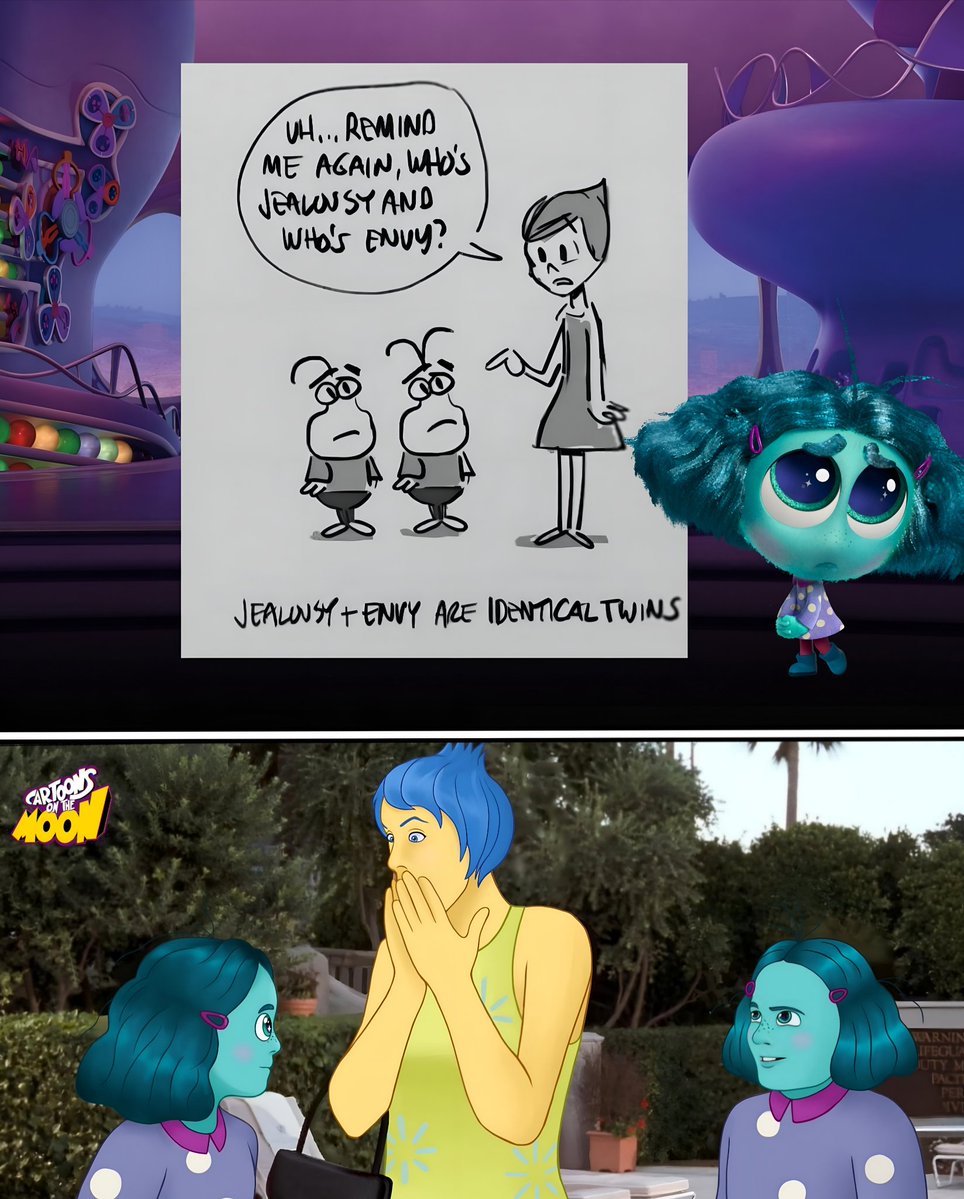 Un dato animado hasta Beyond The Spider-Verse. Día 212:

En Intensamente 2, se planeaba que Envidia tuviera una hermana: Celos.

Aunque tendrían chistes de gemelas, al final, fue descartada porque resultaba difícil empatizar con ellas.