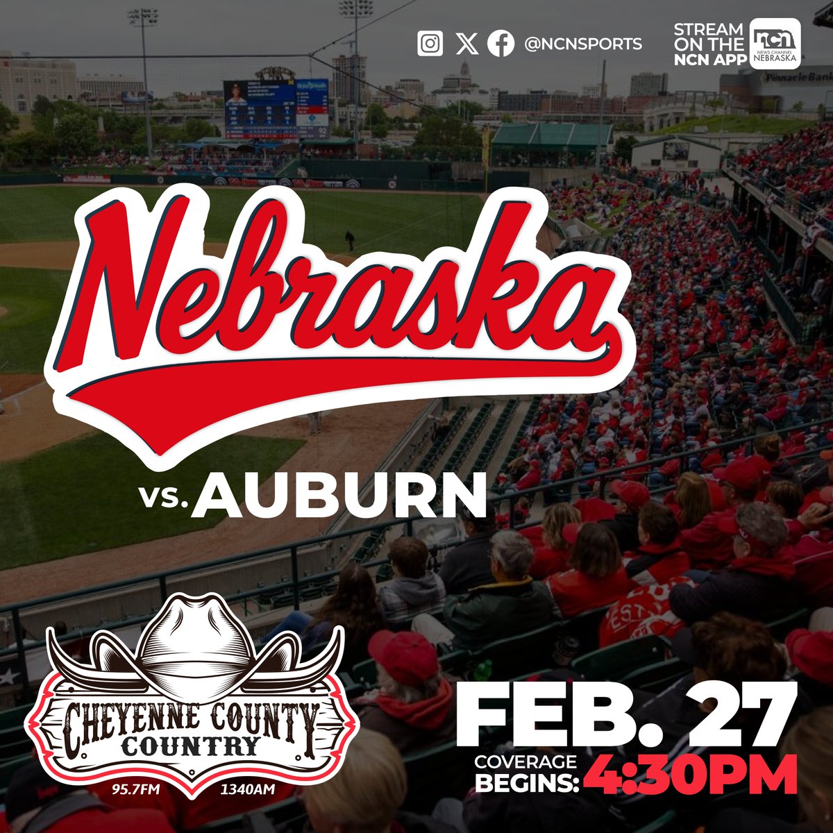 🏀⚾ Friday at The Big Boy (98.7 FM), Cheyenne County Country (1340 AM, 95.7 FM) and 1043 KIMB (104.3 FM).

LISTEN LIVE:
🚂 player.listenlive.co/74951
🤠 player.listenlive.co/74941/en
🏔 player.listenlive.co/74931/en

🔗 BROADCAST SCHEDULE: panhandle.newschannelnebraska.com/story/15249027…

#NebPreps | #Huskers