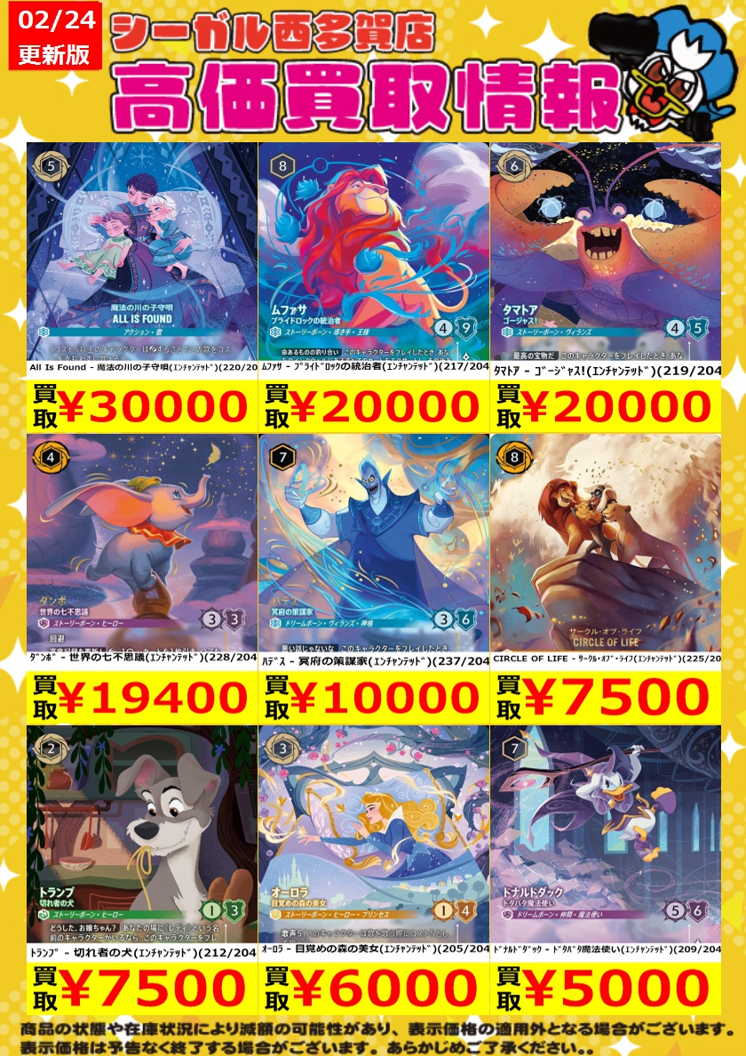 ≪ﾛﾙｶﾅ高価買取情報！！≫ 商品や状態や在庫状況により減額の可能性が