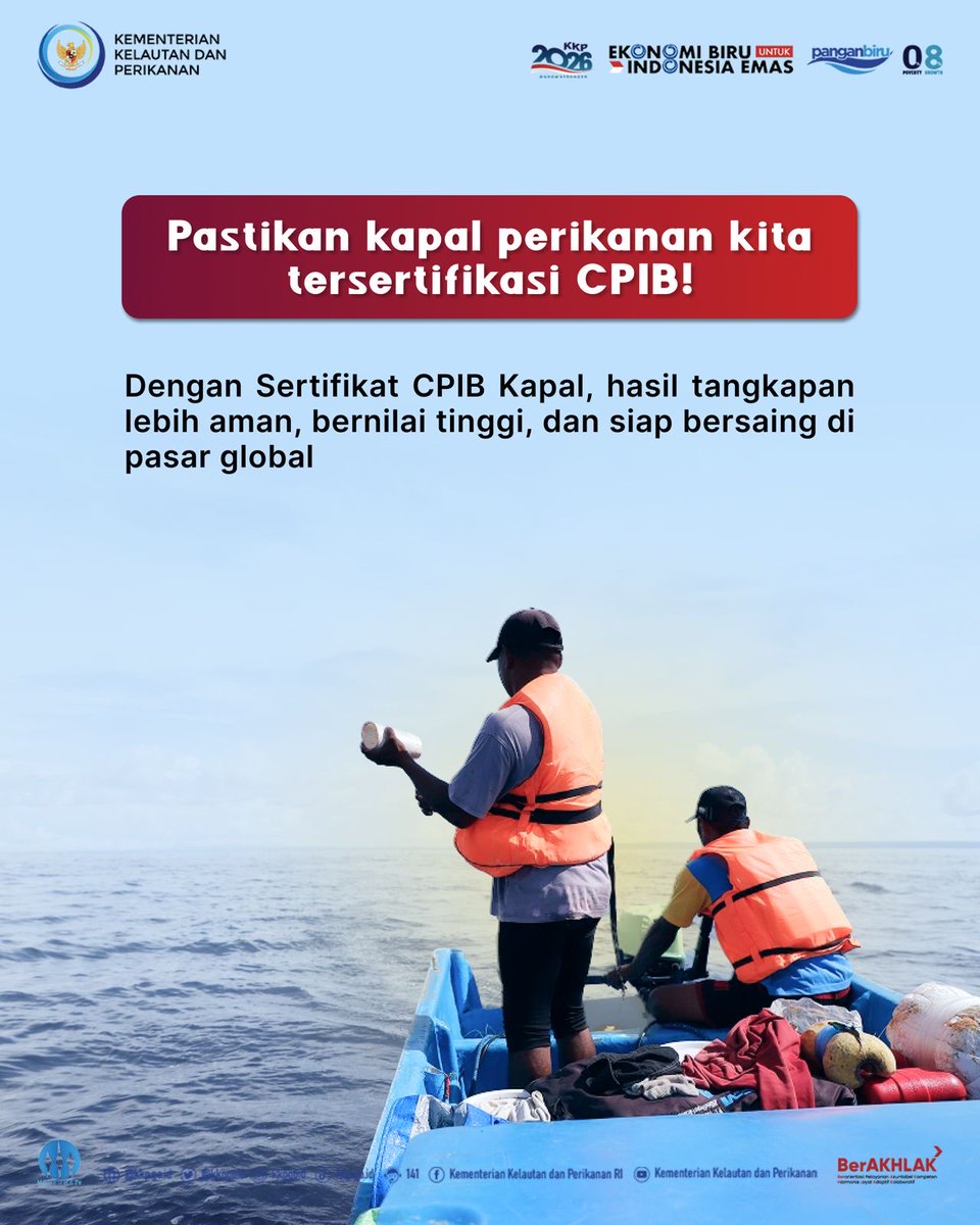 doantriharsono's tweet photo. CPIB Kapal untuk Hasil Tangkapan Ikan Yang Bermutu🐟
Sahabat Bahari, apakah kapal perikananmu sudah menerapkan CPIB kapal? CPIB kapal penting diterapkan untuk kapal penangkap atau pengangkut ikan, agar hasil tangkapan perikanan tetap terjaga kesegarannya dan tentunya tetap aman. https://t.co/1DFCUMP0UM