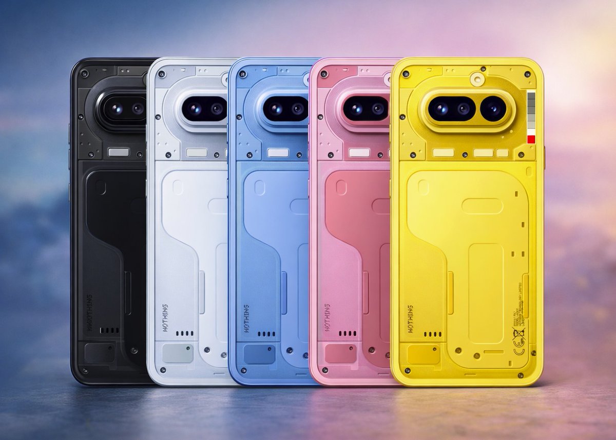 Nothing just revealed the official Phone (4a) design. 👀

• New redesigned Glyph bar (7 square LEDs)
• Up to 40% brighter
• Frosted metallic camera module
• Snapdragon 7s Gen 4 expected

Colors: Black, Blue, White, Pink &amp; Yellow.

Which color are you picking? 🔥