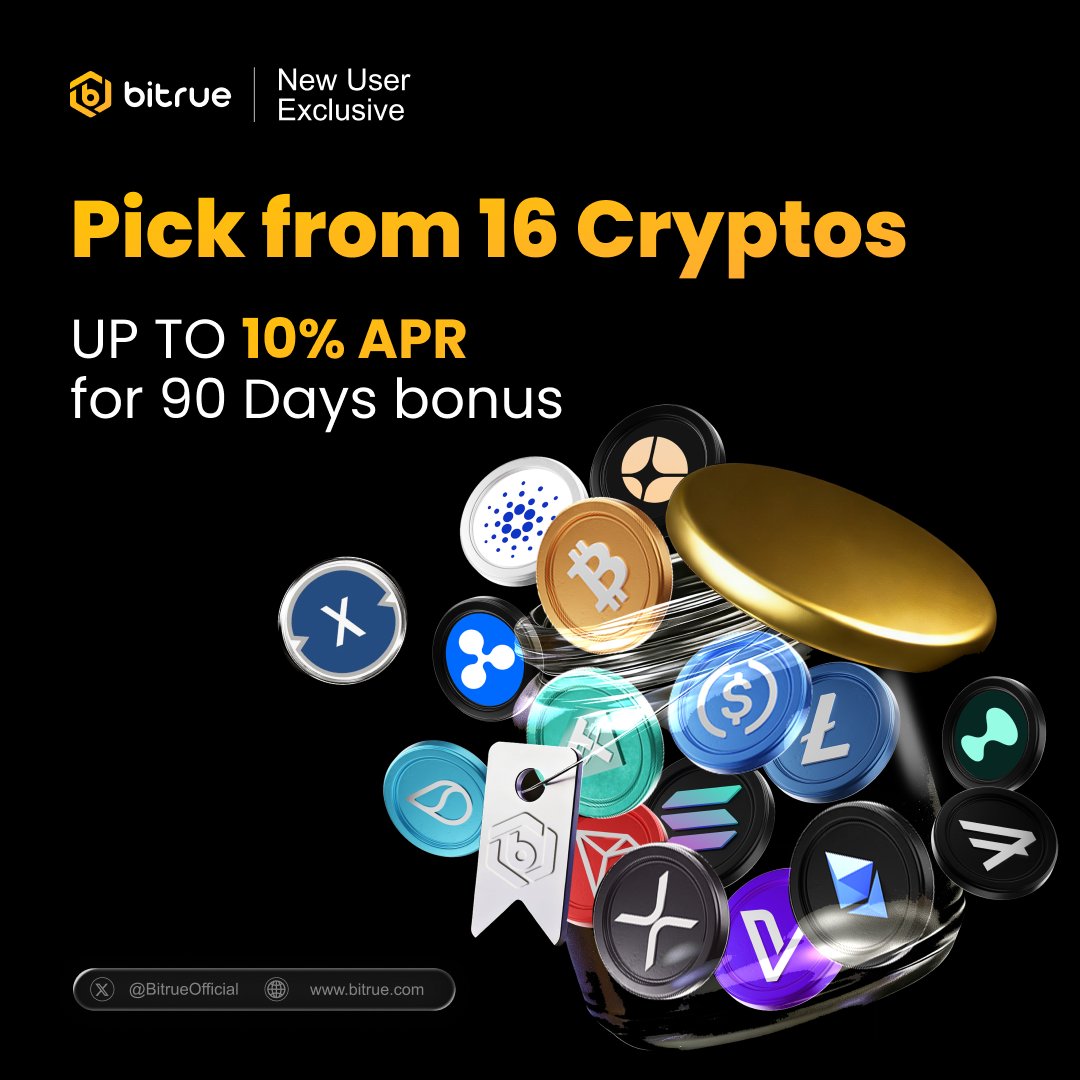 BitrueOfficial's tweet image. 📢 More tokens, more rewards. Only on #Bitrue Earn

Our New User Special just got bigger. Now support 16 different #cryptos including $BTC / $ETH /  $XRP and more

✅ Up to 10% APR Boosted Yield 
✅ 90-Day Optimized Term 
✅ Unlimited Cap for Newcomers

The ultimate starter pack