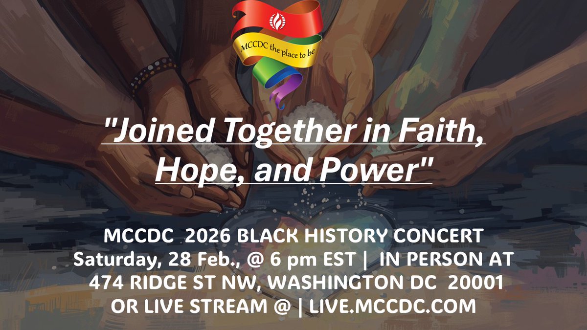 MCC_DC's tweet photo. Join us Saturday for our Celebration of Black History Concert! Join onsite or online at 6pm ET.  https://t.co/Od7RIGcxgt #blackhistorymonth https://t.co/y380jU8wSm