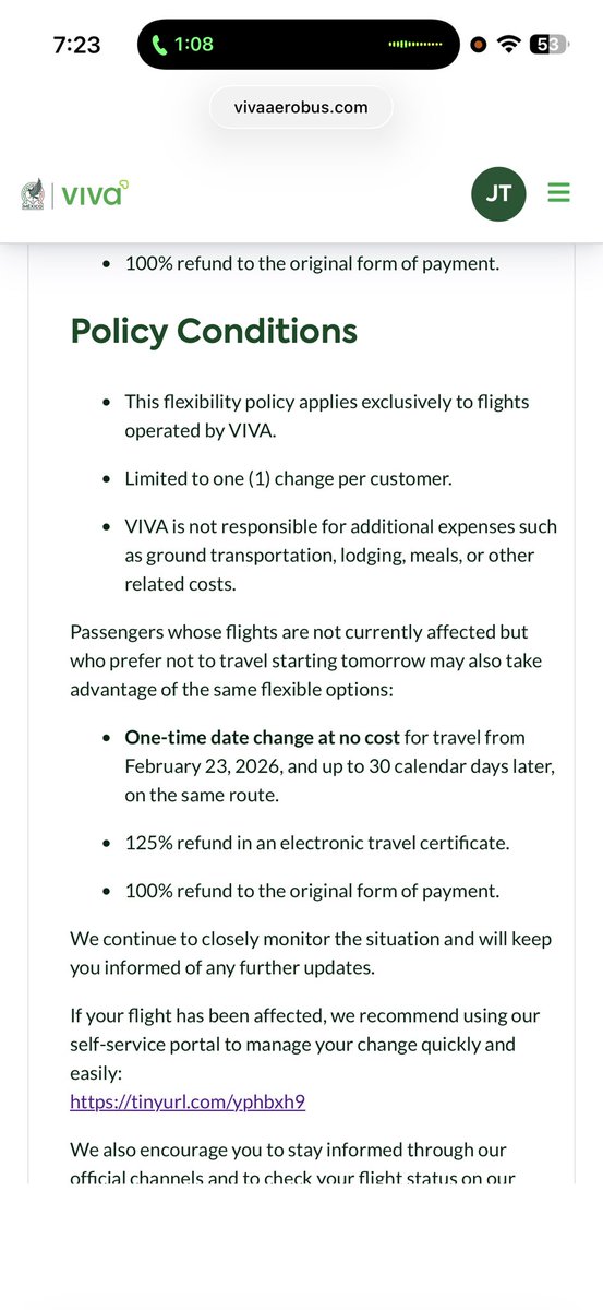 TheJTProject's tweet photo. @VivaAerobus please give me my refund for my flight to Guadalajara it says on your website that we can get a full refunds for
Flights to Guadalajara. Called and waited for three hours just to be hung up on in the final moments of processing the refund. https://t.co/1TcyhyecBh