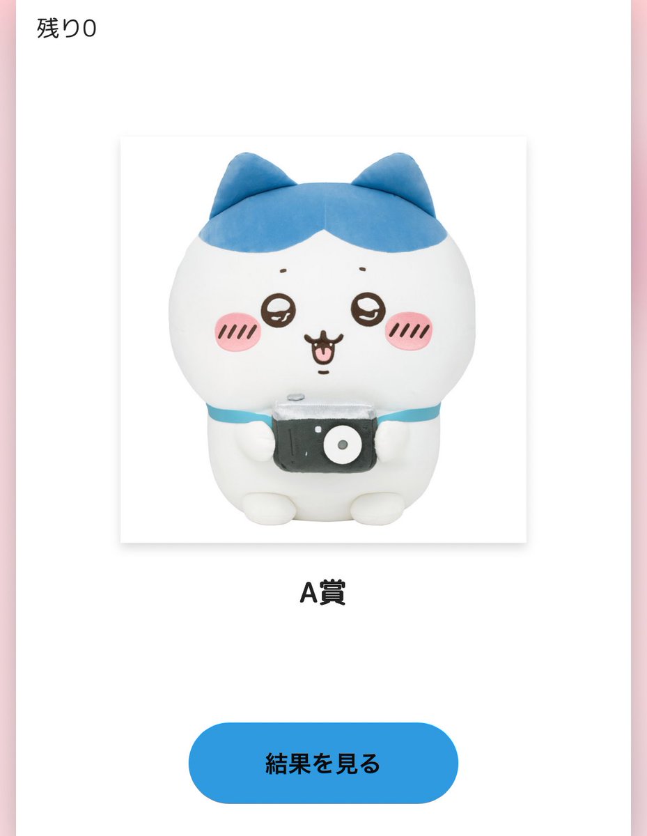 ハチワレのくじも1回ひいてA賞は震えるwwwwwwwww