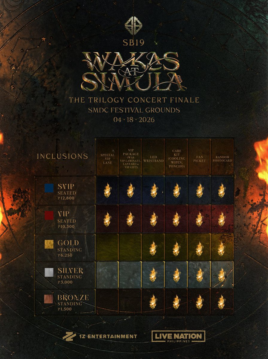 A’TIN! Get ready for the LNPH Presale! Don’t miss your chance to secure tickets early via Live Nation Philippines.

👉 Sign up now at livenation.ph. 
🎫 LNPH Presale: February 27
⏰ 10:00AM – 11:59PM

Wakas at Simula: The Trilogy Concert Finale
📅 04•18•2026 (SAT)
📍