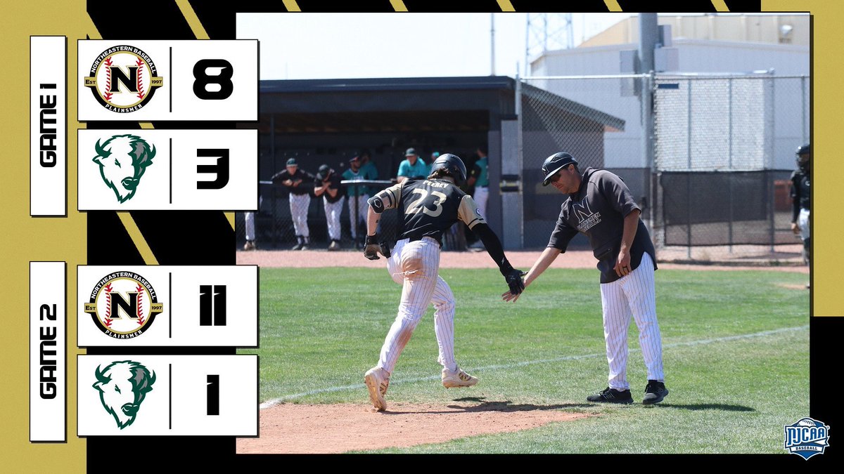 BsbNortheastern's tweet photo. Plainsmen take both games today to open the series with Williston State. George Greene and Tanner Peerey stay hot at the plate and are the DDC players of the games. 

@The_Noah_Sharp @_TheJBB @Juco_Spotlight @jucoroute https://t.co/KosrApM9FO