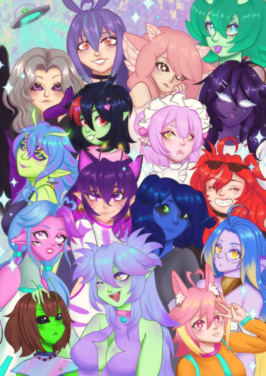 É MUITO ET POR METRO QUADRADO!!!
FINALMENTE acabei a arte dos aliens Vtubers da nossa comunidade BR! 
EIS AQUI OS LINDOS NA IMAGEM!
EU, <a href="/GeneralMib_/">Mib 👽 | Vtuber</a>  <a href="/vanillarisu/">Vanilla Betelgeuse 🥕 Bunny VTuber</a> <a href="/PhoebeLycoris/">Phoebe</a> <a href="/lunnaryan/">Lunna</a>  <a href="/AvenyaAuslander/">Avenya Auslander 👾</a> , <a href="/alineihgena/">Alineihgena 👽</a> <a href="/kurodalancaster/">Kuroda 🌌 | Redebut: 10% | EVERLUMA</a>  <a href="/323_void/">Void323💫 Rise & Star</a>  <a href="/Aquelapokkio/">Pokkiopoyo 👽 Two lives</a>