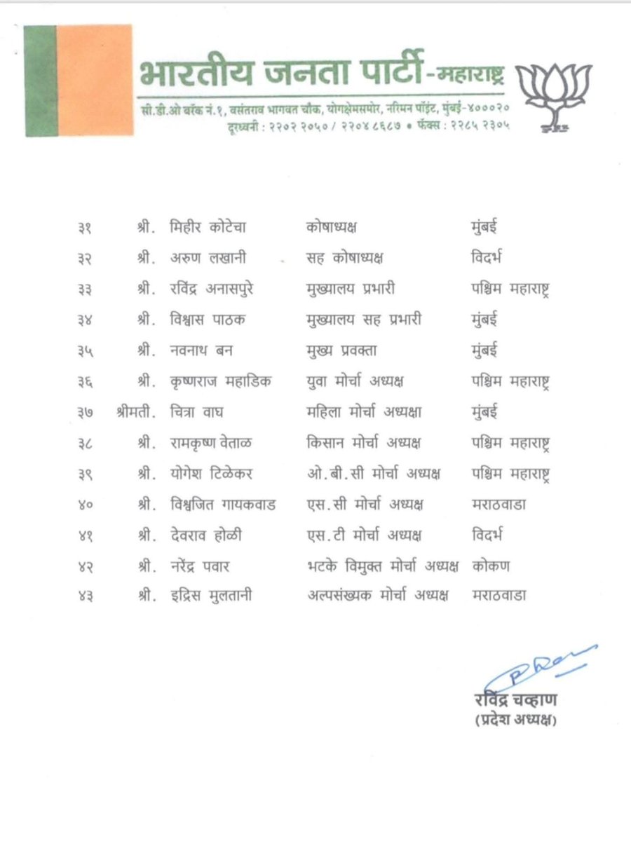 SVKohale's tweet image. भारतीय जनता पार्टी महाराष्ट्र प्रदेशच्या नवनियुक्त सर्व पदाधिकाऱ्यांचे मनःपूर्वक अभिनंदन! 💐

आपल्या नेतृत्वाखाली पक्षसंघटन अधिक मजबूत होऊन जनतेच्या सेवेसाठी प्रभावी कार्य घडत राहो, हीच मनःपूर्वक सदिच्छा.

#BJP #Maharashtra #PartyStrength #Leadership #Congratulations