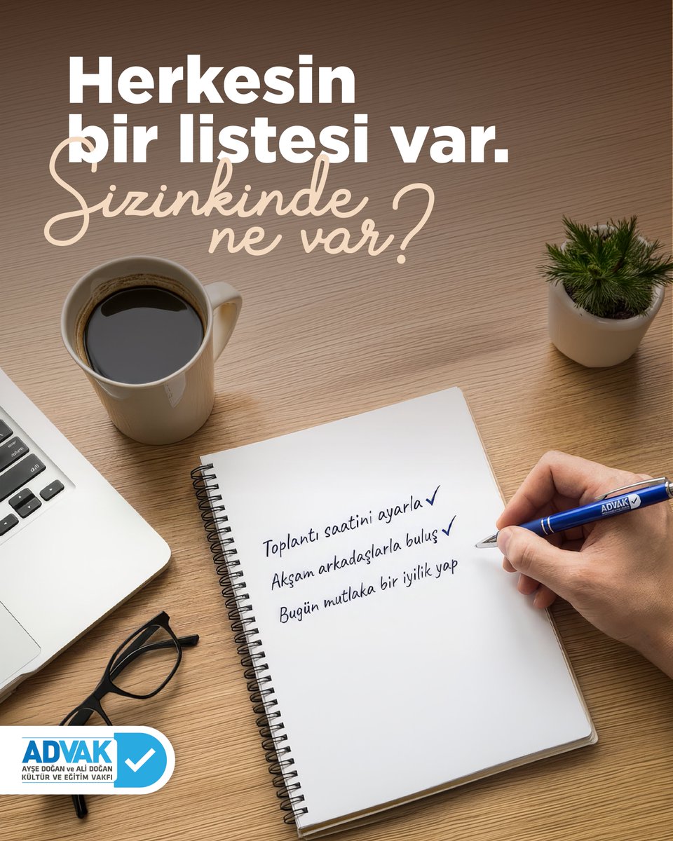 Herkesin bir listesi var.
Bazen listemize eklediğimiz küçük bir şey,
 bir başkasının hayatında büyük bir yer açar.
Bugün listenize iyiliği eklemek ister misiniz?
👉 lnkd.in/eJtcS4i7
👉 lnkd.in/dJ_WaEen
#ADVAK #EğitimeDestek
#BirGelecek #Bağış
#BirlikteGeleceğe