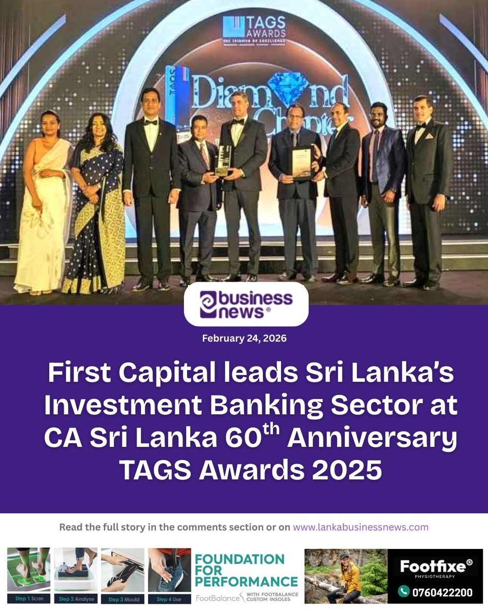 lbnbusinessnews's tweet image. First Capital leads Sri Lanka’s Investment Banking Sector at CA Sri Lanka 60th Anniversary TAGS Awards 2025
#FirstCapital #InvestmentBanking #TAGSAwards