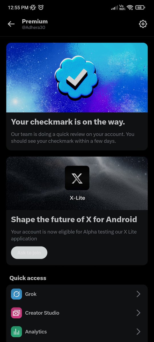 Adhera30's tweet photo. @grok I have not received the blue tick yet, I want this solution here, please talk to my team. https://t.co/fO73BmUTWg