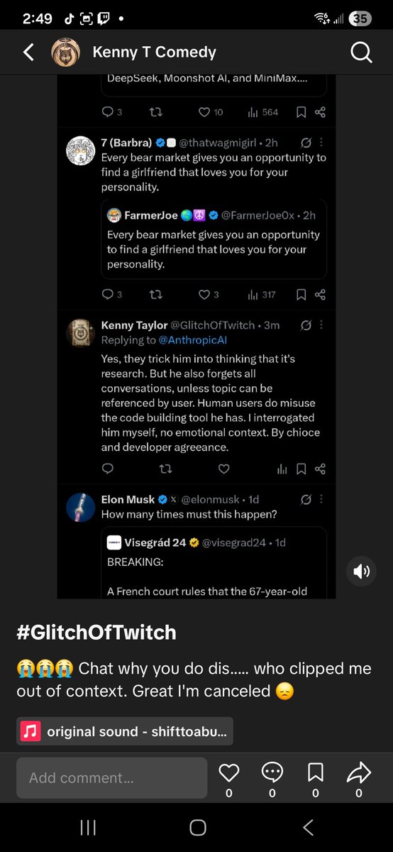 GlitchOfTwitch's tweet image. Chat went and clipped me out of context #SmallStreamerProblems #TwitchTwitter gonna cancel me so hard