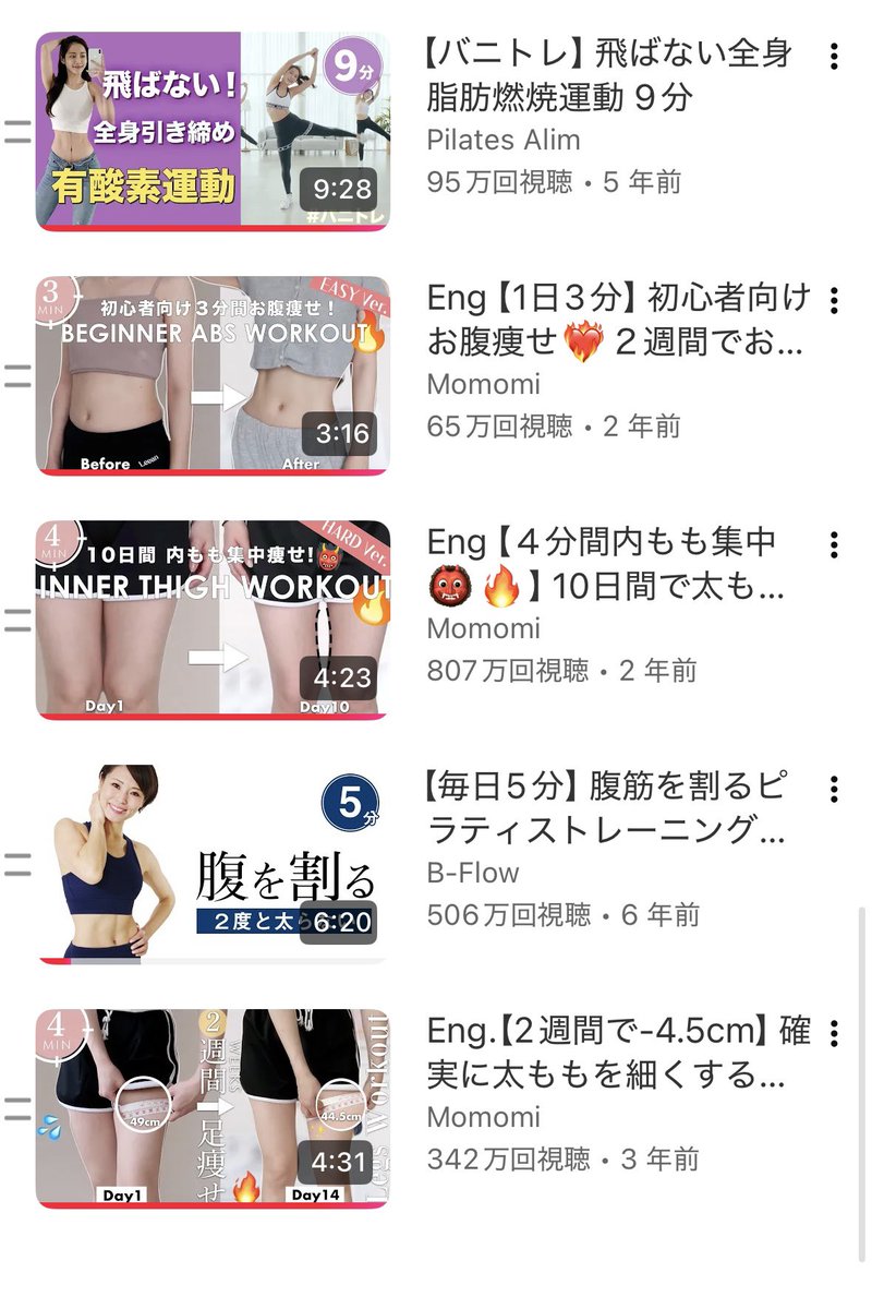 pina39chan2's tweet photo. ちなみに私が見ているチャンネルはこのあたりです。
人によるかもですが、お金がかからない＆家を出る準備をしなくていいから出不精の私にはジムに通うより合っていました🙆🏻 https://t.co/8dGNOf8aej