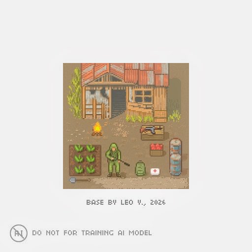 Trying out some pixel art for a survival game, Here's a simple base I made. #pixelart #ドット絵