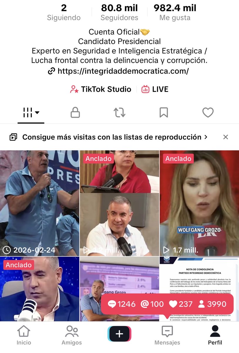 Cerramos un día espectacular, cada vez más peruanos de bien, se suman a este cambio real que el Perú necesita! 🇵🇪
Gracias por su apoyo, seguimos creciendo y no nos para nadie! 🇵🇪🤝

#WolfgangGrozo #IntegridadDemocratica