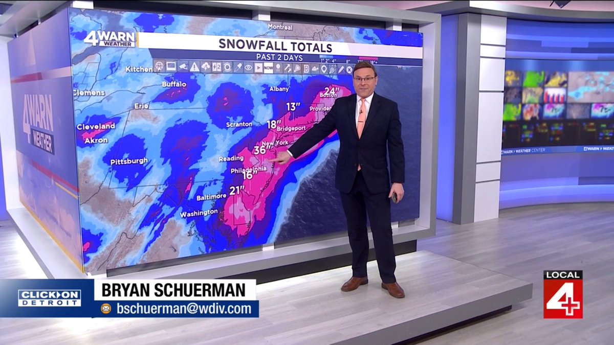 NORTHEAST BLIZZARD SNOWFALL: Some of the snowfall amounts from the Nor'Eastern that has hit the Eastern Seaboard the last few days are downright staggering! One place in Central New Jersey has seen 36" of snow, which is 3 feet! Other places have seen 1-2' or more since Sunday!