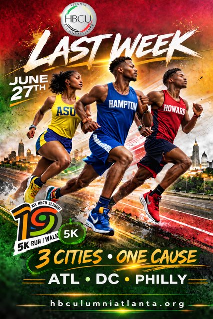 LAST WEEK! 3 Cities ● One Cause. Get registered TODAY for $25! Price will increase. 
Let's Go! 🗣ATL ~ DC ~ Philly 

Register here: 
raceroster.com/events/2026/10…

#HBCURunWalk26 #HBCU #LoveTheRun #CareSource #AtlantaHBCUAlumniAlliance
