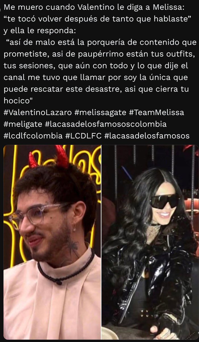 Un_PandillerxG's tweet photo. Si, está predicción que hicimos muchos se cumplió
Y todos adentro la tienen clara, si la llamaron a ella después de "prohibir" que la nombrarán es porque hace más público sábados felices 
EL REGRESO DE MELISSA GATE 
#LaCasaDeLosFamososCol3 https://t.co/KLYCoJGEgr