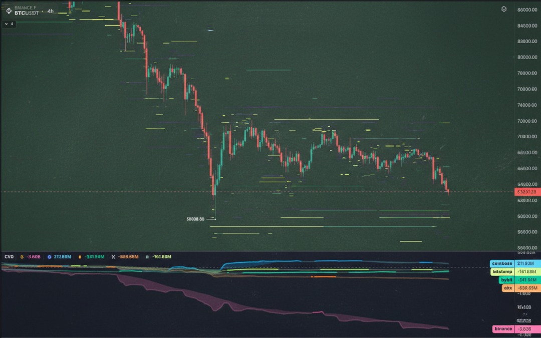 chalkncharts's tweet photo. $BTC 

unfortunately we broke below the structure and bears are advancing lower. We're still seeing a bullish divergence against spot but the gap is closing quickly.

Eyeing for a sweep of the 06Feb wick lows and/or around 58k as the next level of support here. https://t.co/kHuU8HtaL0